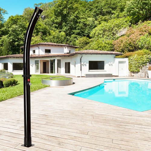 Doccia Estiva Nera in PVC con Serbatoio da 18 Litri e Soffione Rotondo