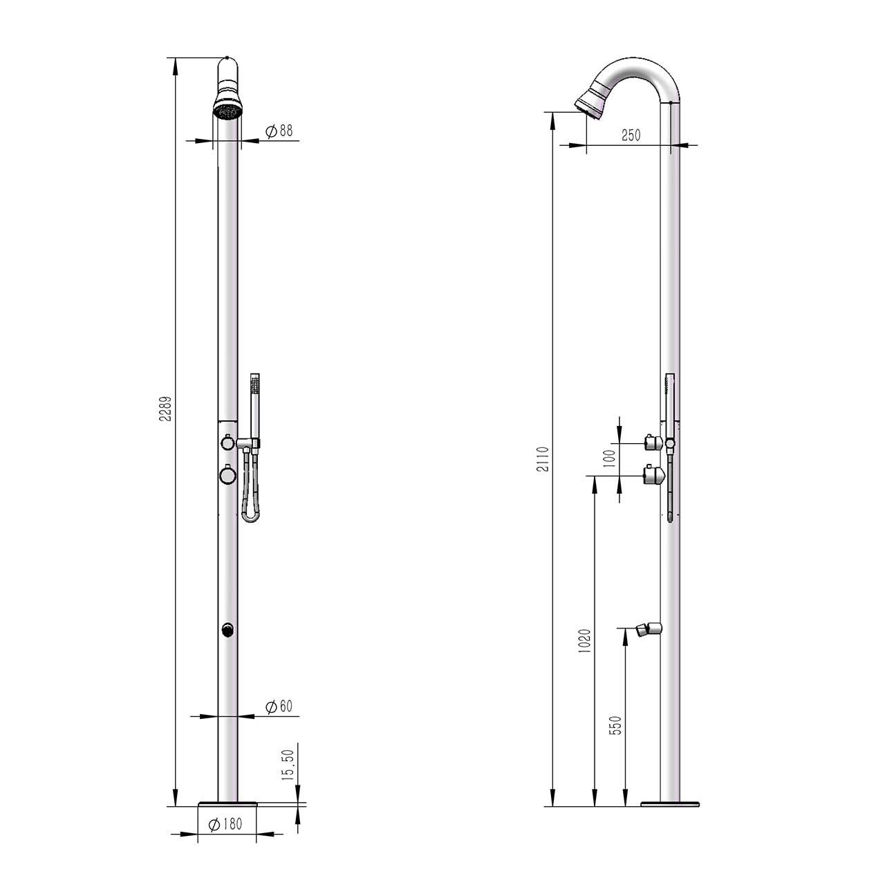 DOCCIA BOSA INOX 1