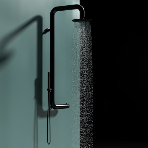 Doccia Esterna Acqua Calda e Fredda Sined Doccia Cabras Parete Inox - Nero