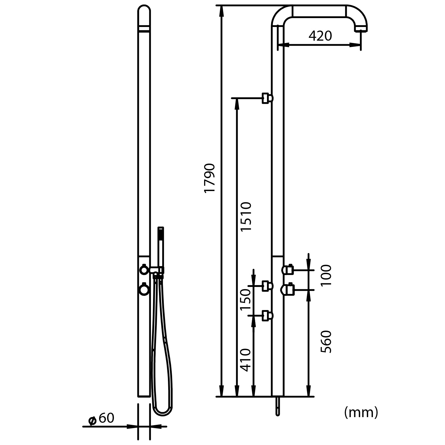 DOCCIA CHIA PARETE INOX 1