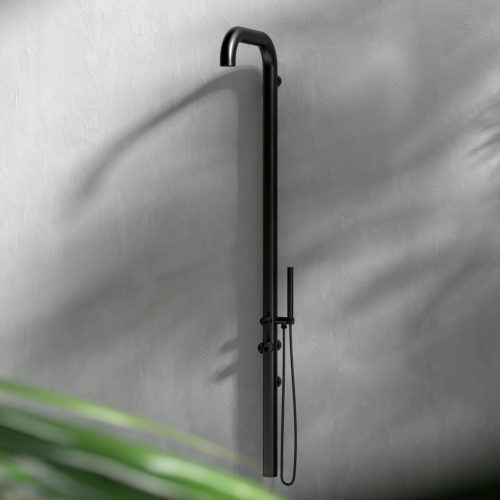 Doccia Esterna Acqua Calda e Fredda Sined Doccia Chia Parete Inox - Nero
