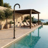 Doccia nera in acciaio inox 316L nautico con soffione regolabile resistente DOCCIA OROSEI NERA Ambientata 100x100