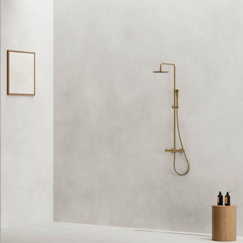 Doccia da Parete Acciaio 316L Finitura PVD Canna da Fucile Termostatica - Oro