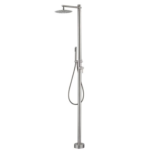 Doccia per piscine in acciaio 316 color acciaio con rubinetto monocomando