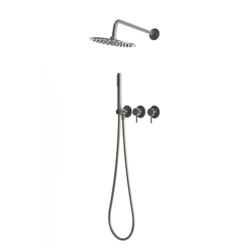 Kit incasso doccia a parete acqua fredda 25 cm canna fucile acciaio inox 316L