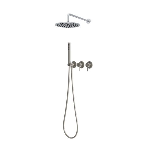 Kit doccia a incasso parete acqua fredda 30 cm acciaio inox 316L grigio inox