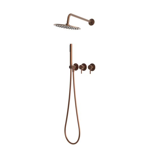 Kit doccia da incasso a parete 30 cm oro rosa in acciaio inox 316L