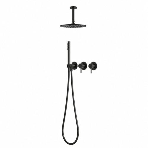 Kit doccia a soffitto corto 30 cm nero in acciaio inox 316L