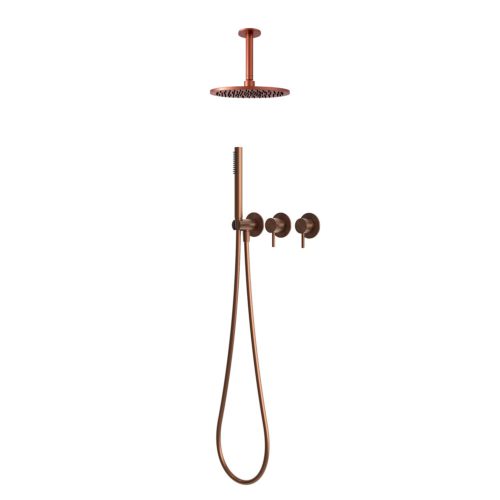 Kit doccia a soffitto corto 30 cm oro rosa acciaio inox 316L
