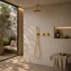 Kit doccia a soffitto 25 cm oro in acciaio inox 316L KIT DOCCIA SOFFITTO CORTO 25 ORO Ambientata 100x100