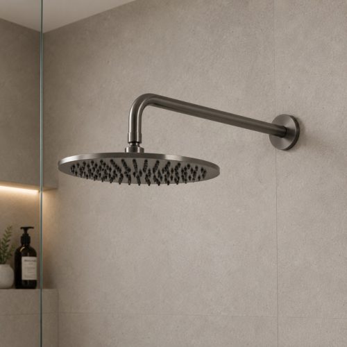 Kit braccio e soffione doccia 30 cm acciaio inox 316L colore canna fucile