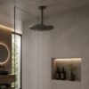 Kit soffione doccia soffitto 25 cm acciaio inox 316L canna fucile PVD KIT SOFFITTO SOFFIONE LEVANTE CORTO 25 CANNAFUCILE Ambientata 100x100