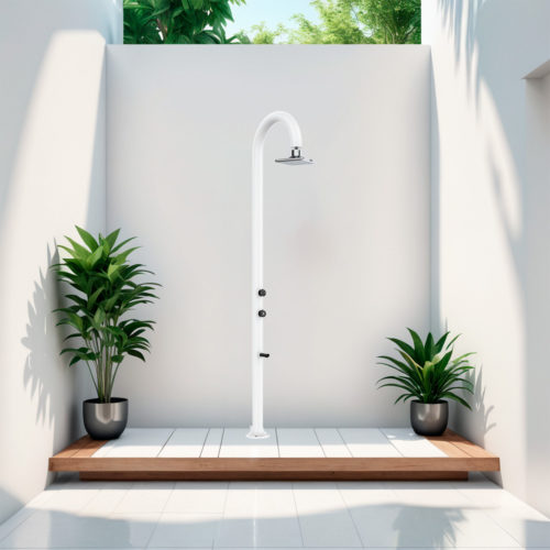 Doccia bianca in alluminio con LED acqua caldafredda e lavapiedi