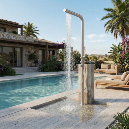 Doccia piscina inox in acciaio inox 316L finitura inox