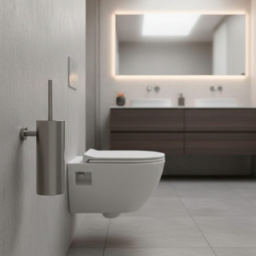 Portaspaazzolino bagno oro rosa in metallo resistente con finitura elegante