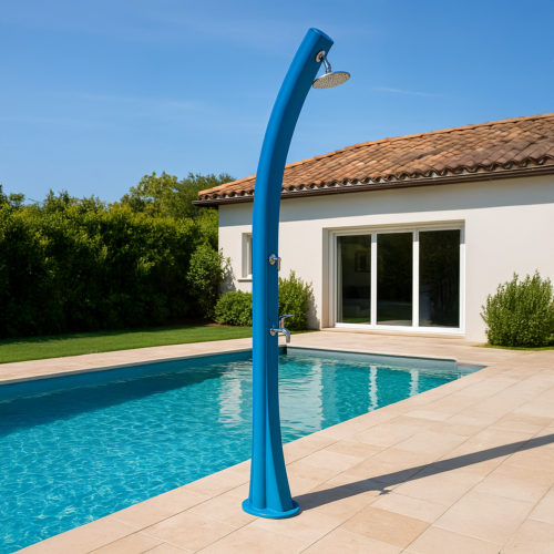 Doccia solare blu 40L PEHD 266cm ottone senza corrente lavapiedi