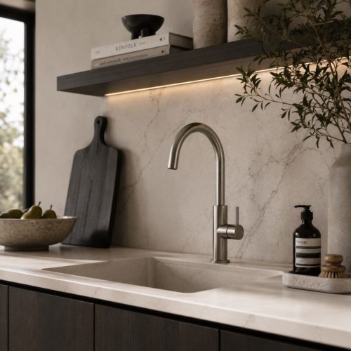 Rubinetto cucina canna a fucile acciaio inox 316L colore canna di fucile