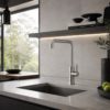 Rubinetto cucina canna fucile in acciaio inox 316L canna quadra RUBINETTO LAVELLO LEVANTE QUADRO CANNA FUCILE Ambientata 100x100