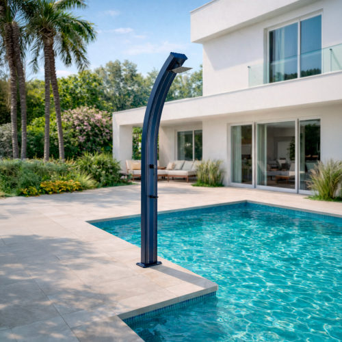 Doccia solare curva piscina 30L alluminio grigio RAL9023 225 cm